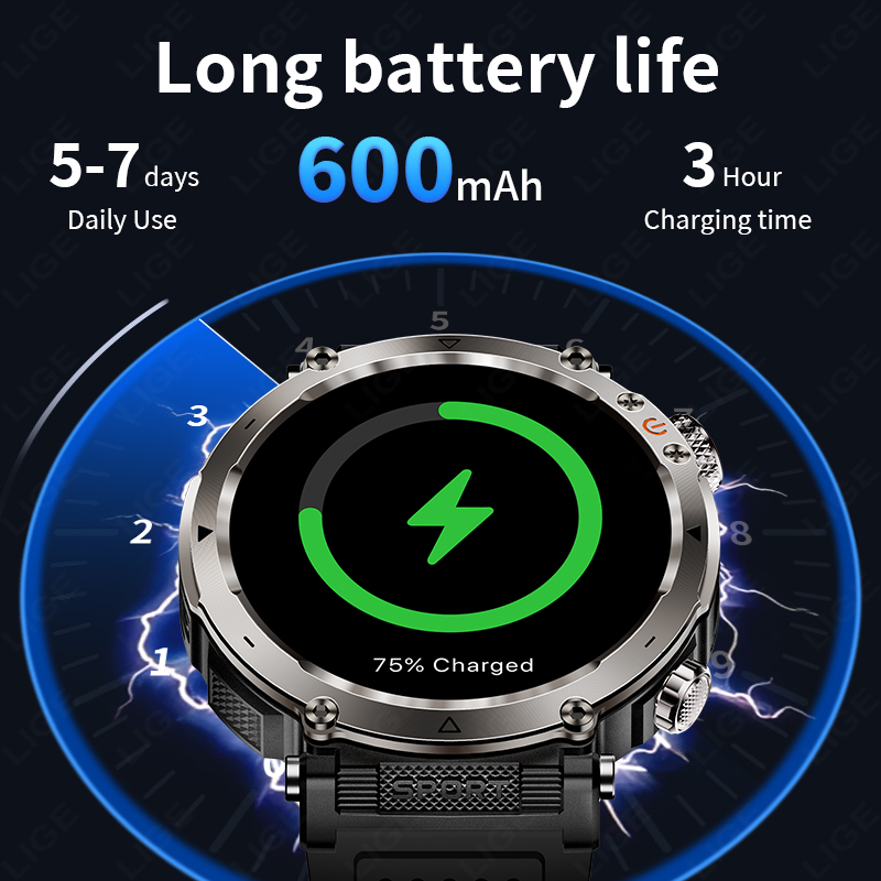 Nuevo reloj inteligente milita - Smartwatch Military Watches For Men reseña y precio