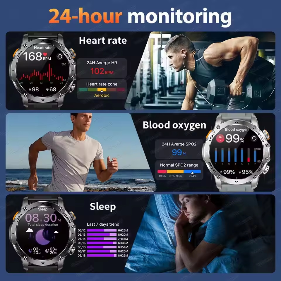 2025New militar al aire libre  - Smartwatch Military Watches For Men reseña y precio